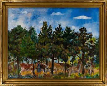 BERNARD KARFIOL Landscape with Marie and Cows.